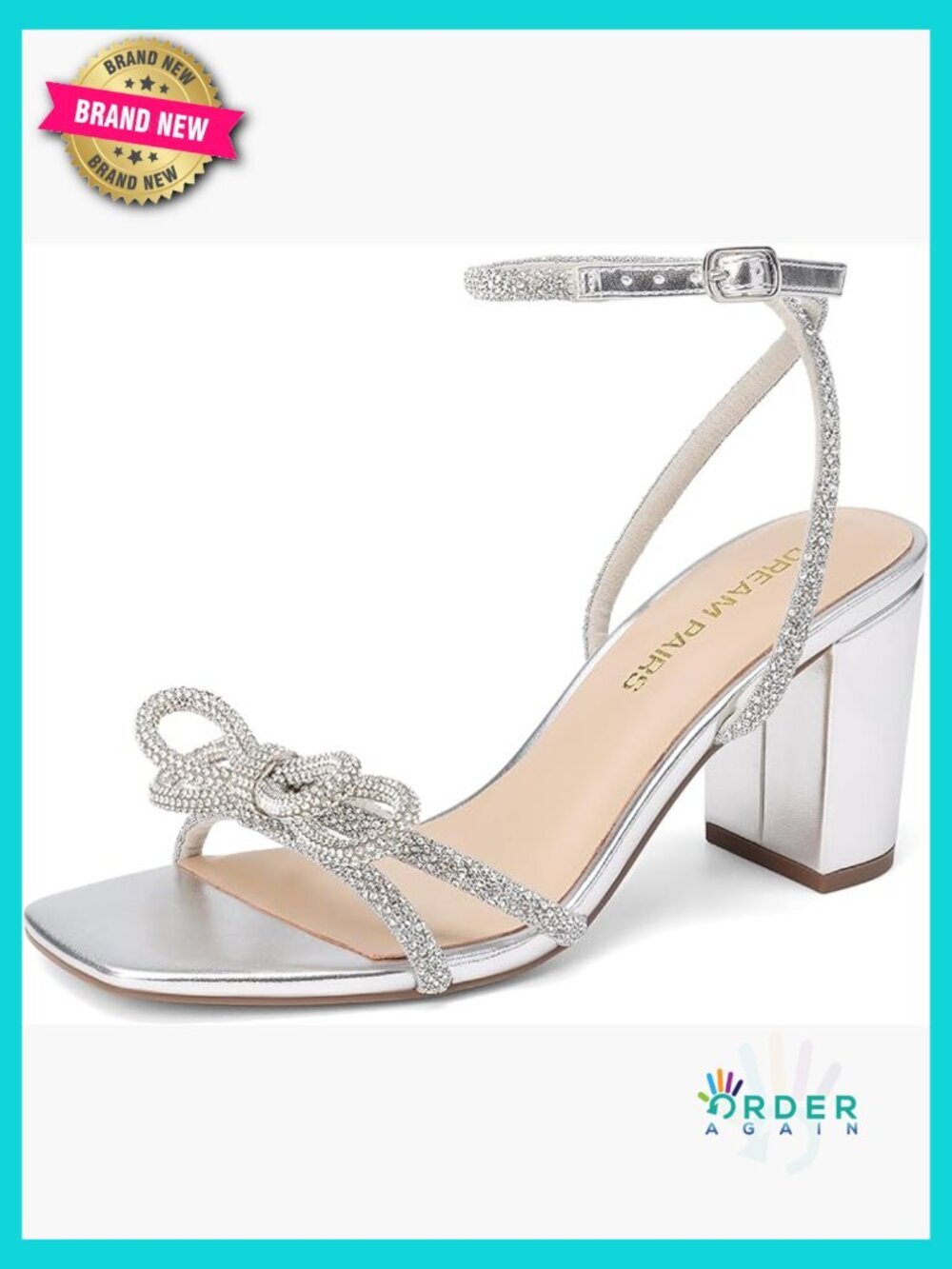 Chunky Block Heels Slingback Ankle Strap Square Toe Dress Sandals Wedding Bridal